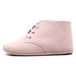 Boni Charles - chausson cuir souple bébé - Daim Rose Pale