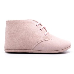 Boni Charles - chausson cuir souple bébé - Daim Rose Pale