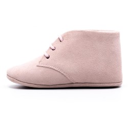 Boni Charles - chausson cuir souple bébé - Daim Rose Pale