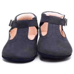 Boni Johan II - chausson bébé cuir - nubuck bleu