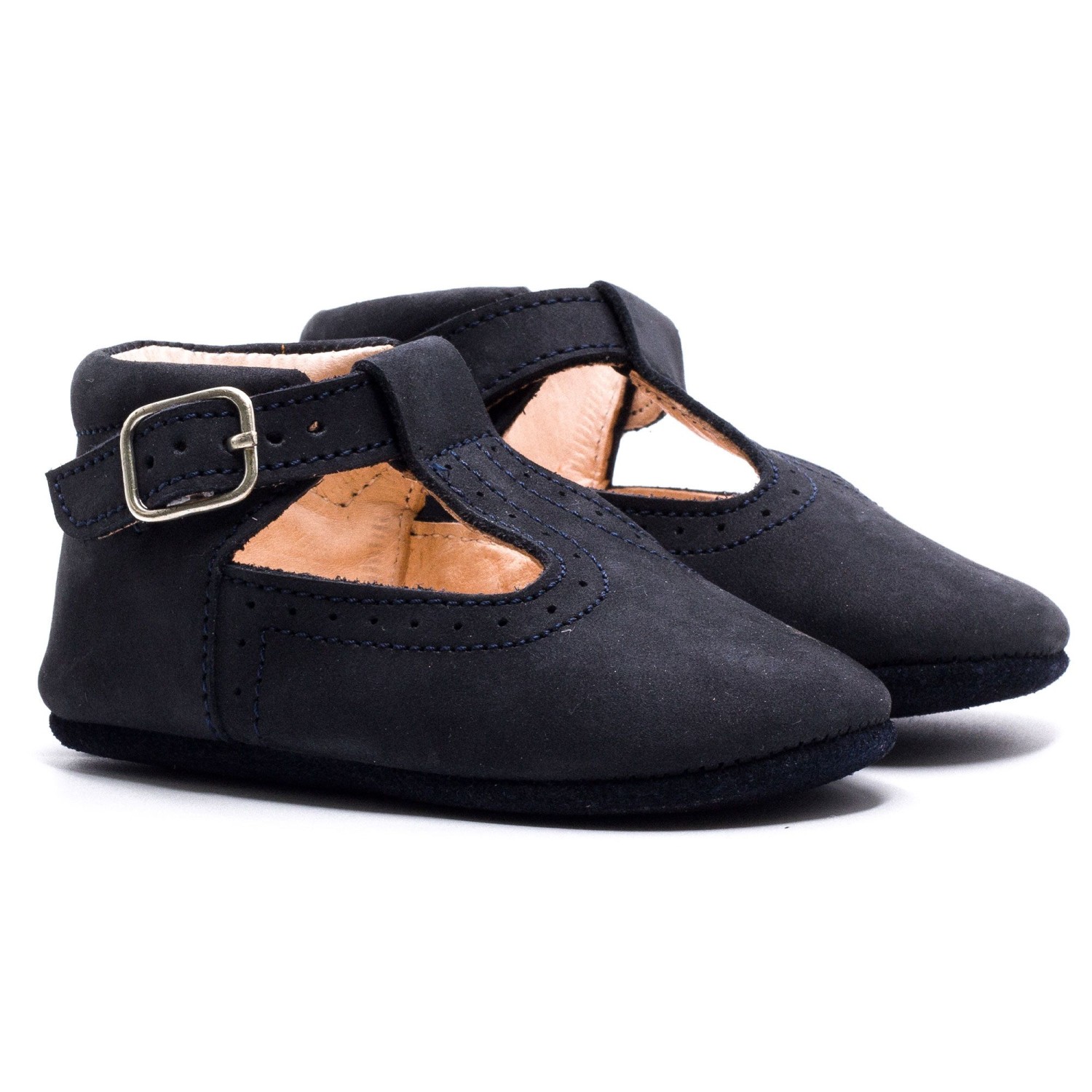 Boni Johan II - chausson bébé cuir - nubuck bleu